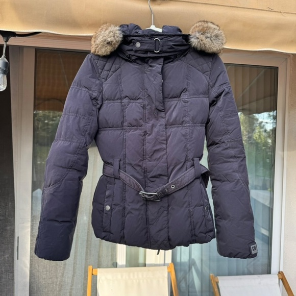 Hugo Boss Orange Belted Puffer Coat with real fur hood - Picture 5 of 16